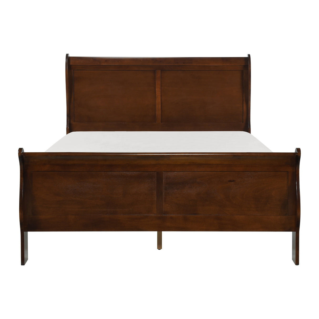 Classic Louis Philipe Style Full Bed Brown Cherry Finish 1pc Traditional Design Bedroom Furniture Sleigh Bed