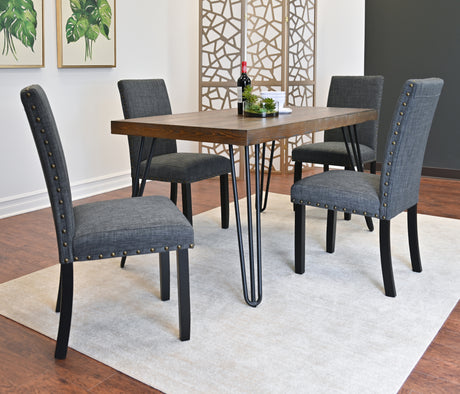 Amisos 5-Piece Dining Set, Hairpin Dining Table with 4 Chairs, 3 Color Options - sold by Home Elegance USA