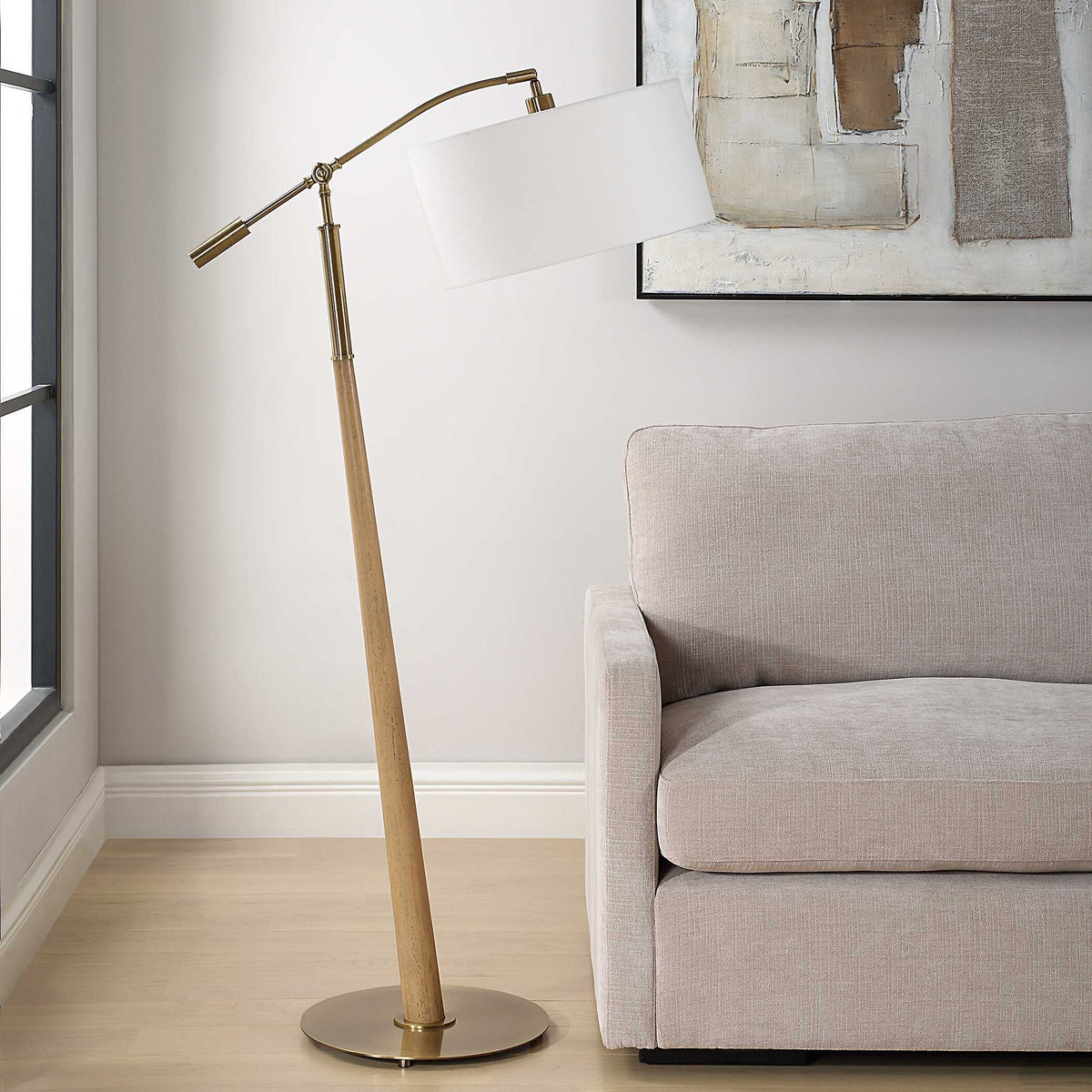Kennett Wooden Floor Lamp - Light Brown by Uttermost - View 3