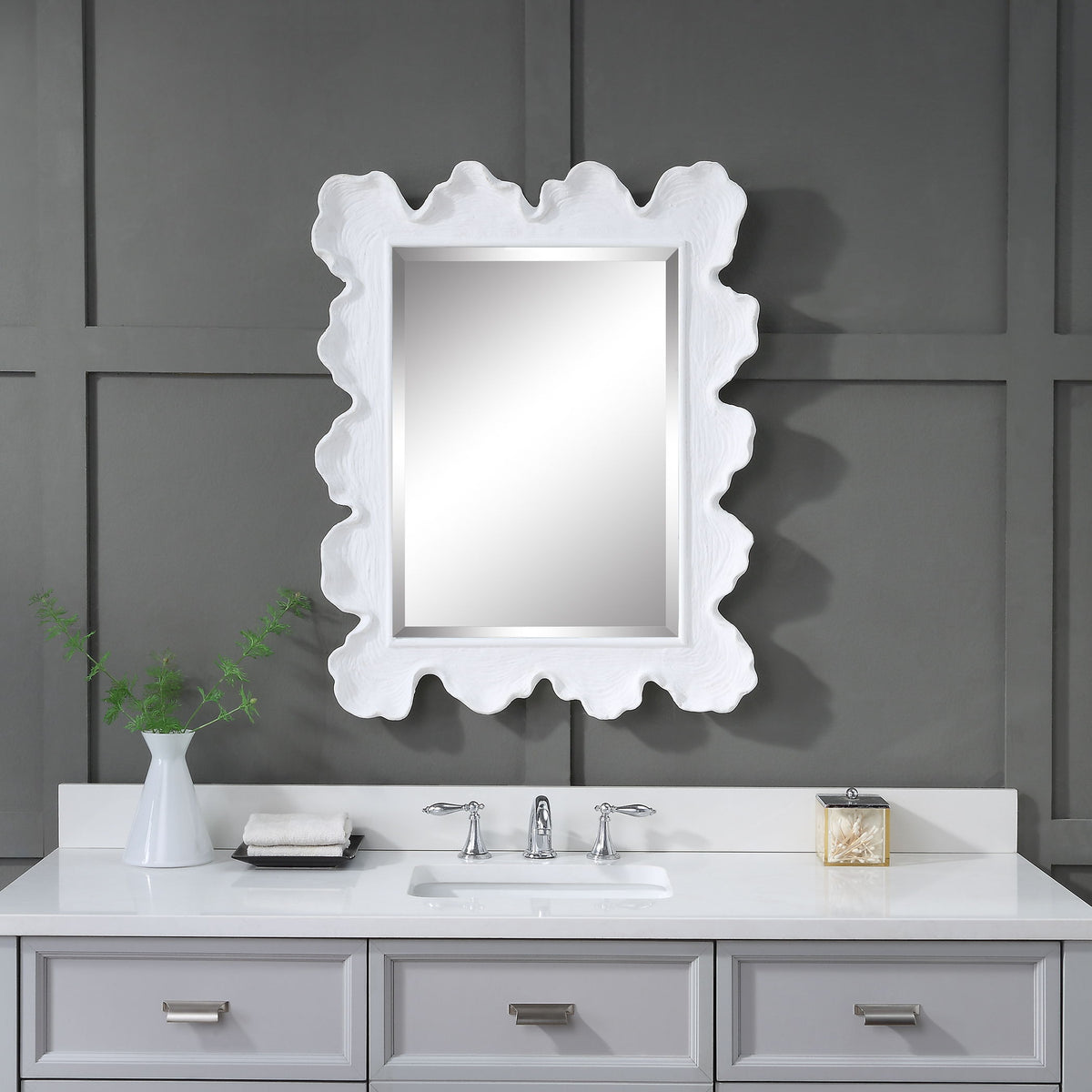 Sea Coral Coastal Mirror - Silver / White by Uttermost - View 2