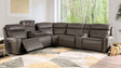 Power Reclining Sectional Couch Dark Gray Leatherette Sofa Corner Wedge Chairs Console Living Room Furniture Recliner L-Shaped Sectional - sold by Home Elegance USA
