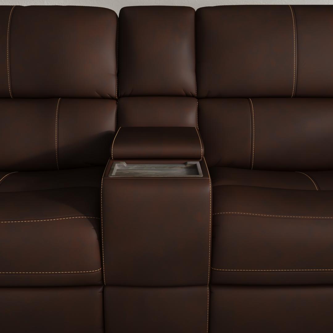 Henry Power Reclining Loveseat With Console & Power Headrests & Lumbar - Burnt Umber | Flexsteel