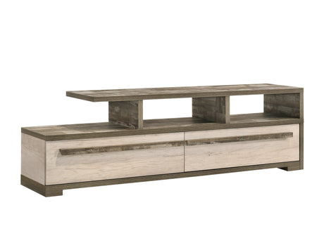 1pc TV Stand Two-tone Wood Finish Contemporary Open Shelving Spacious Drawers Concealed Storage Wooden Living Room Furniture - sold by Home Elegance USA