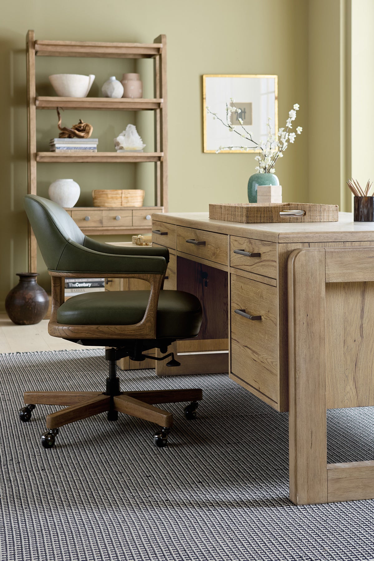 Briar Executive Swivel Tilt Chair - Dark Green / Light Brown by Hooker Furniture - View 2