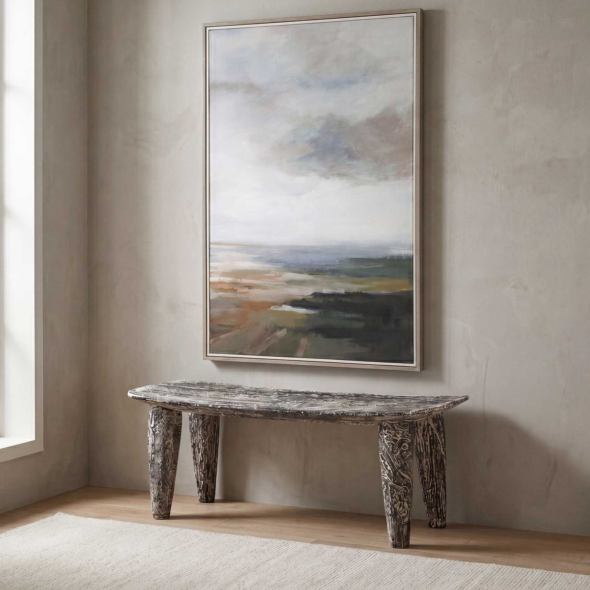 Fade To Black Wood Bench - Black / White by Uttermost - View 2