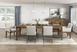 Brown Finish 7pc Dining Set Large Table and Upholstered Chairs Self-Storing Extension Leaf Sturdy Frame Wooden Furniture