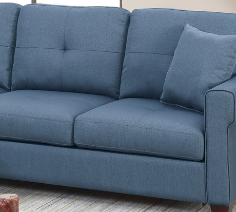 Blue Color Glossy Polyfiber Tufted Cushion Couch Sectional Sofa Chaise Living Room Furniture Reversible Sectionals Chaise - sold by Home Elegance USA