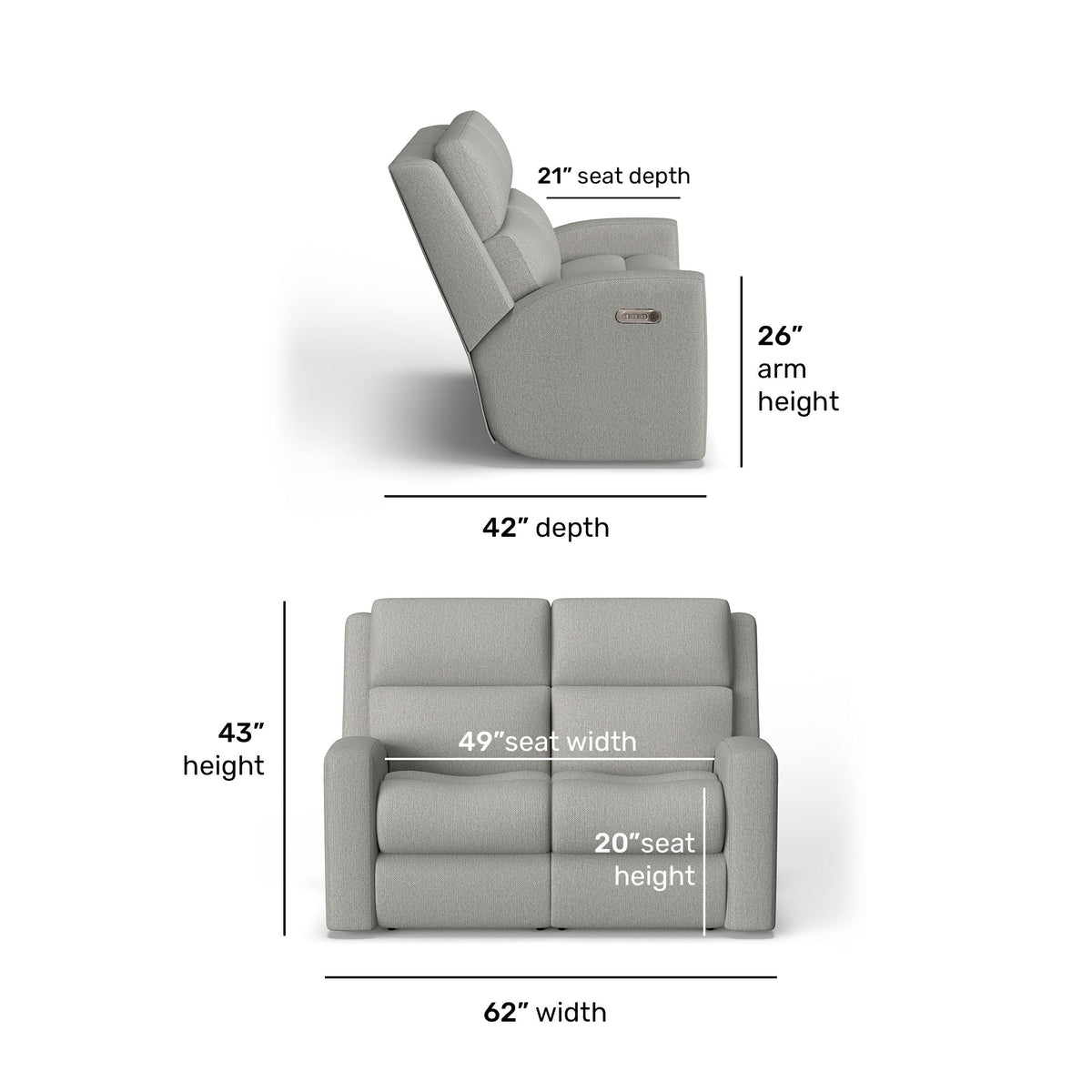 Score Transitional Fabric Power Reclining Loveseat With Power Headrests & Lumbar | Flexsteel