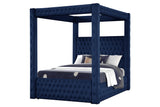 Monica luxurious Four-Poster Queen 4 Pc Bedroom Set Made with Wood in Navy - Home Elegance USA