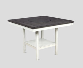 1pc Contemporary Transitional Counter Height Dining Table with 20-Inch Lazy Susan Chalk Gray Finish Wooden Wood Veneers Solid Wood Dining Room Furniture