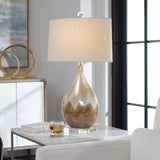 Flavian Glazed Ceramic Lamp - Light Brown / White by Uttermost - View 2