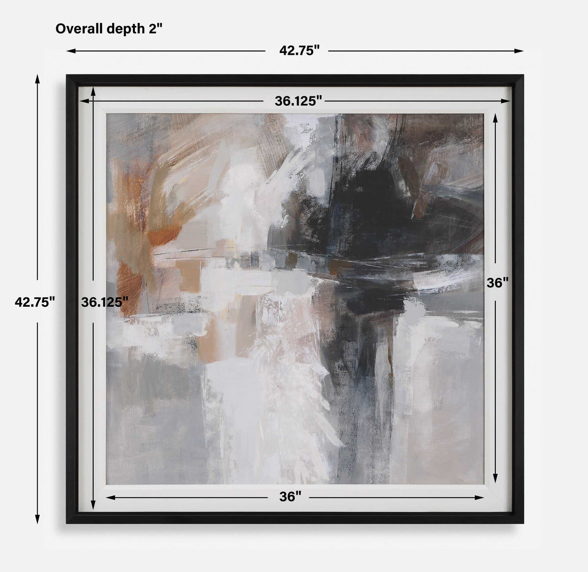 Wings Neutral Abstract Framed Print - Black by Uttermost - View 8
