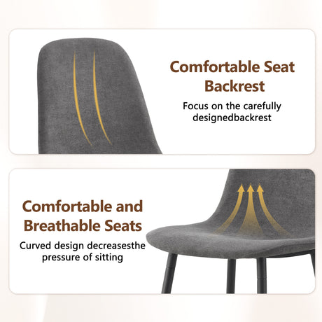 Table and chair set.64.5 x 35.4 Inch Stylish Black Wood Color Textured Dining Table.Paired with 6 Dark Gray Linen-Cotton Material High Resilience Dining Chair with Metal Leg. - sold by Home Elegance USA