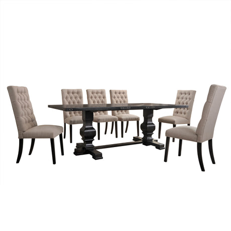 Morland Vintage Black Finish 7 PCs Dining Room Set - sold by Home Elegance USA