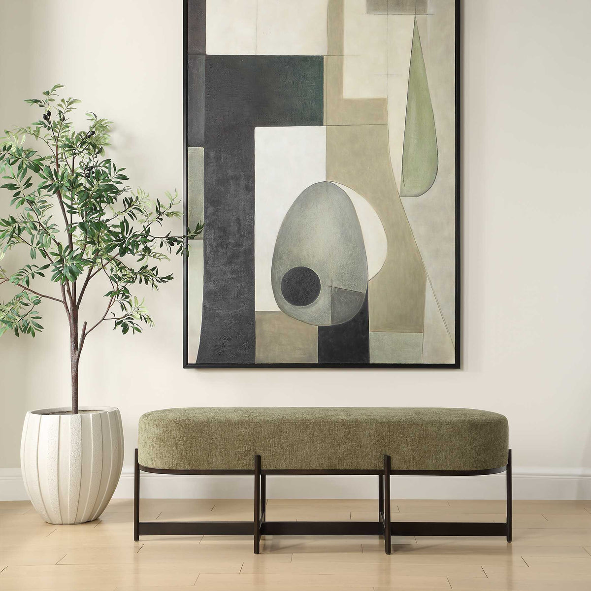 Merino Fabric Bench Moss - Green by Uttermost - View 2