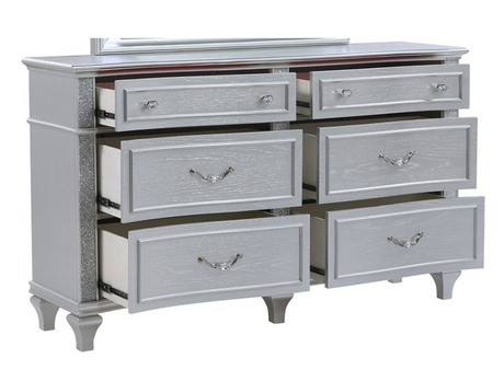 Mystic Contemporary Style Upholstered LED headboard Queen 4PC Bedroom Set made with Wood in Silver(NJ Inventory) - sold by Home Elegance USA