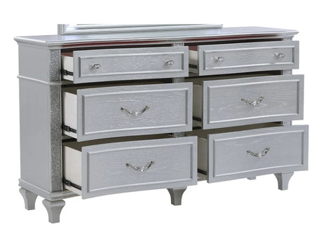 Mystic Contemporary Style Upholstered LED headboard King 4PC Bedroom Set made with Wood in Silver(NJ Inventory) - sold by Home Elegance USA
