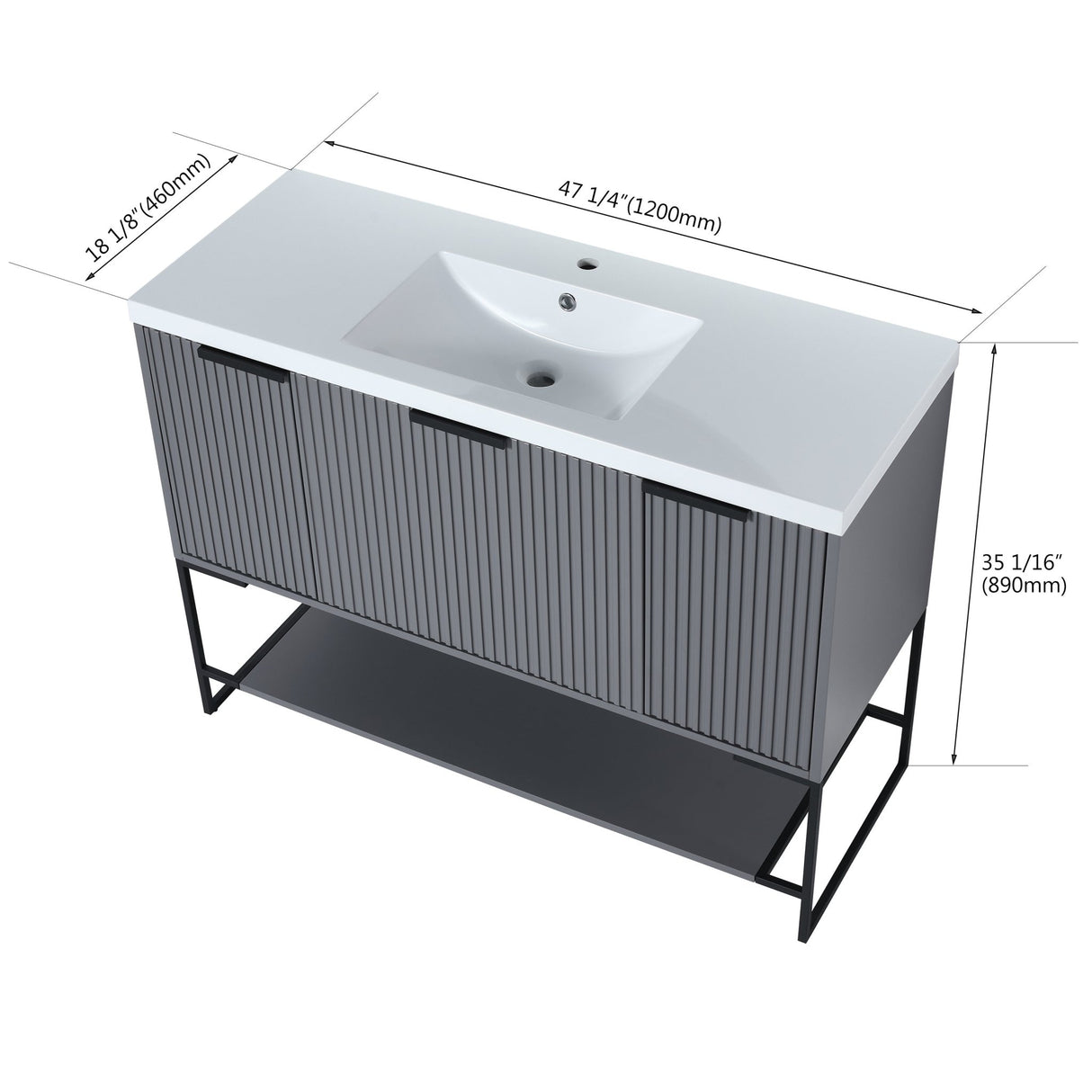 48 Inch Freestanding Bathroom Vanity With Resin Basin,48x18 - BVA01148RG - W99951397 - image - 8