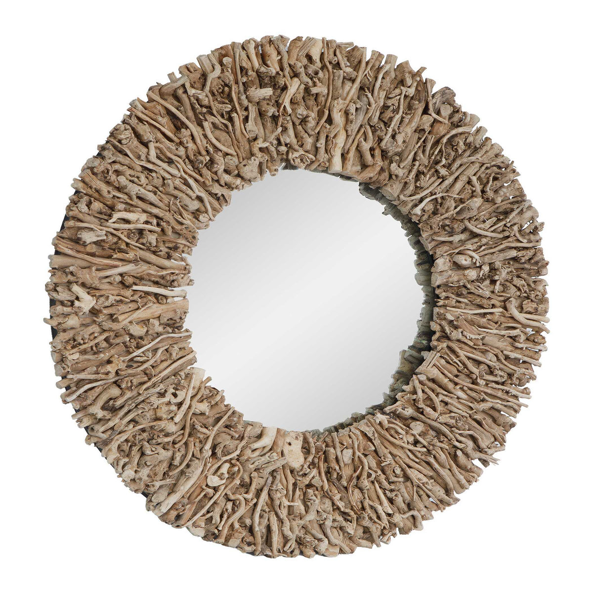 Rossetti Round Interwoven Wood Mirror Woodtone - Light Brown by Uttermost - View 3