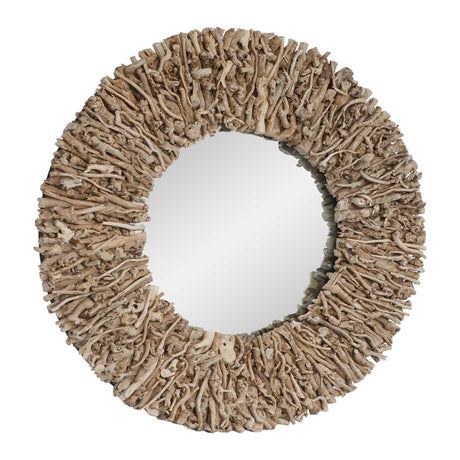 Rossetti Round Interwoven Wood Mirror Woodtone - Light Brown by Uttermost - View 3