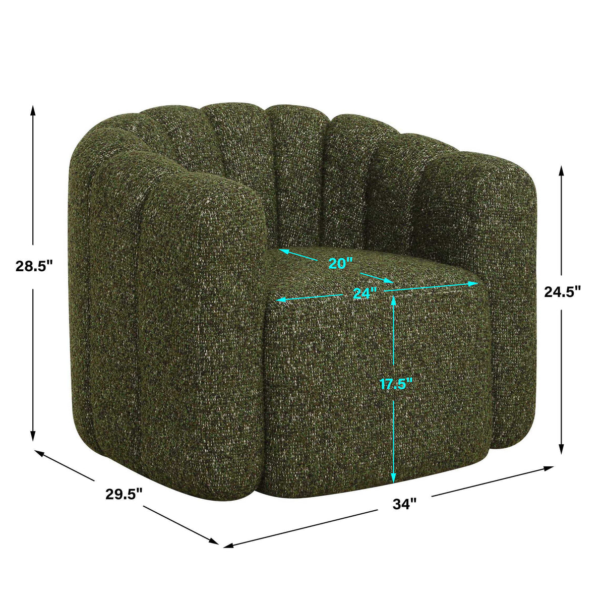 Lenoir Upholstered Swivel Chair - Dark Green by Uttermost - View 10