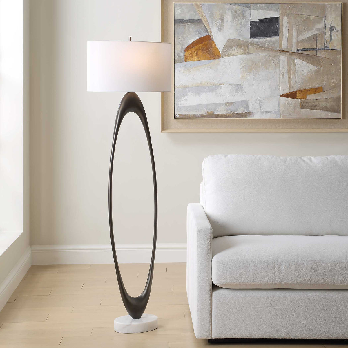 Sonic Open Oval Floor Lamp Bronze - Dark Brown by Uttermost - View 4