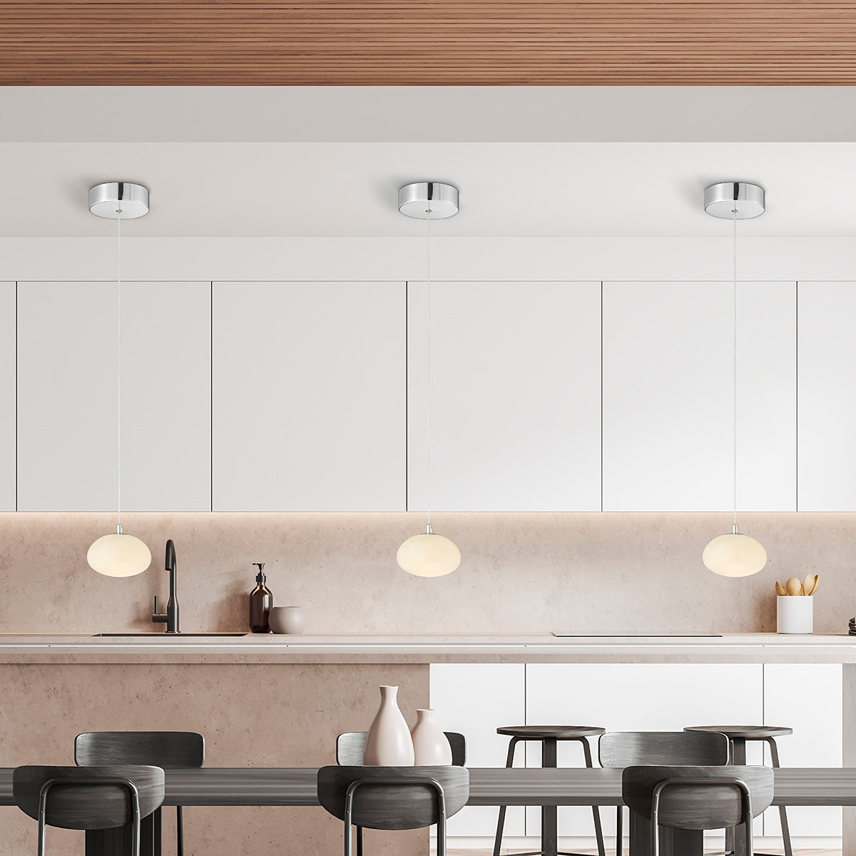 Spanish Alabaster Pendant // Chrome  | Finesse