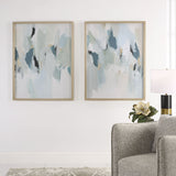 Seabreeze Abstract Framed Canvas Prints (Set of 2) - White / Light Blue by Uttermost - View 2