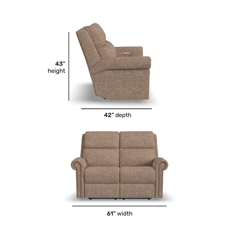 Bernard Power Fabric Reclining Loveseat With Power Headrest & Lumbar | Flexsteel