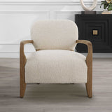 Telluride Natural Shearling Accent Chair - Beige / Dark Brown by Uttermost - View 3