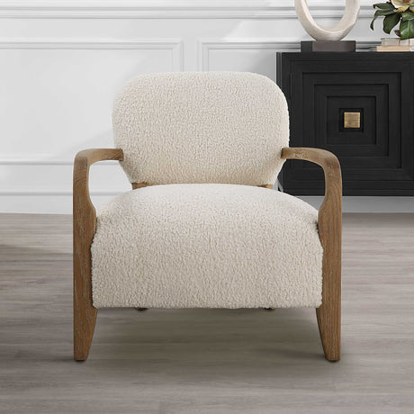 Telluride Natural Shearling Accent Chair - Beige / Dark Brown by Uttermost - View 3