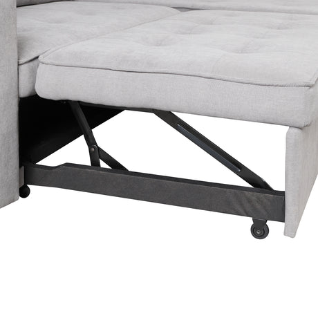 Modern Reversible L-Shape Pull Out Sleeper Sofa with Storage Chaise and Stools, Gray Linen, 104.5' - sold by Home Elegance USA