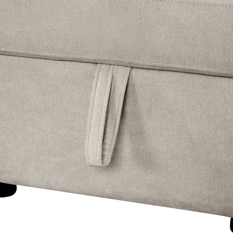 Beige Chenille U-Shaped Sectional Sofa with Pull-out Bed, USB Ports, Storage Chaise & Back Pillows - sold by Home Elegance USA