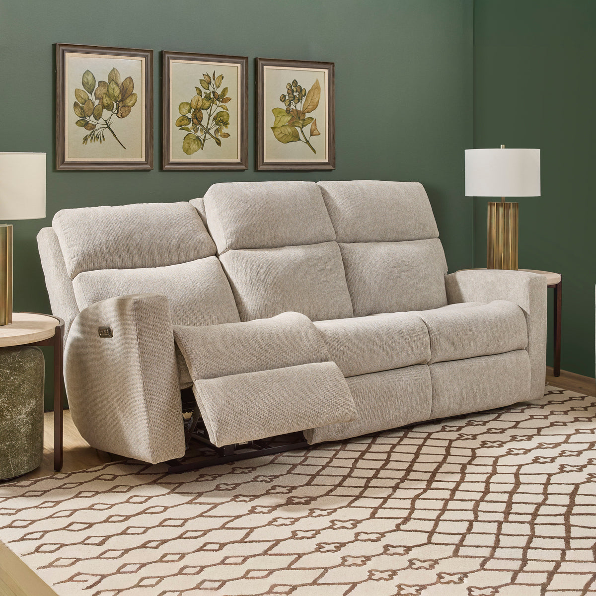 Score Transitional Fabric Power Reclining Sofa With Power Headrests & Lumbar | Flexsteel