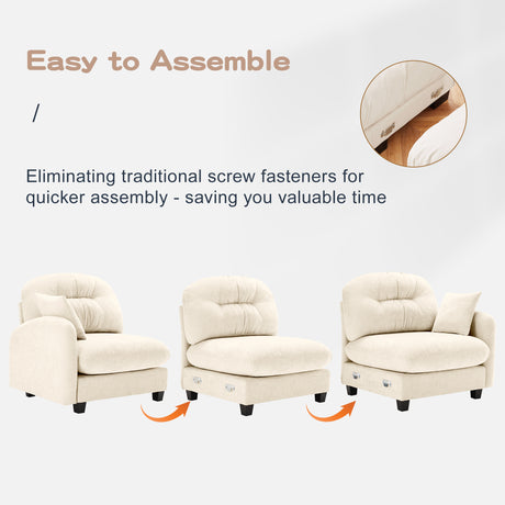 Modular Sectional U Shaped Couch With Ottoman,Soft Chenille Fabric  Tufted Cushion Backrest Design,High-Density Foam Ergonomic design,Elegant Armrests,Easy Install Fits Bedrooms Living Rooms,Beige - sold by Home Elegance USA