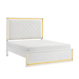 Contemporary Glam White Finish California King Bed Upholstered Headboard LED Light 8-Colors Bedroom Furniture 1pc