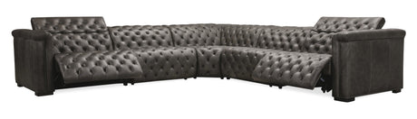 Savion Grandier 5-Piece Sectional With 2 Power Recline Power Headrest - Dark Gray by Hooker Furniture - View 1