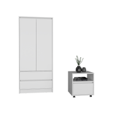 Laurel 2 Piece Bedroom Set, Nightstand + Armoire, White - sold by Home Elegance USA