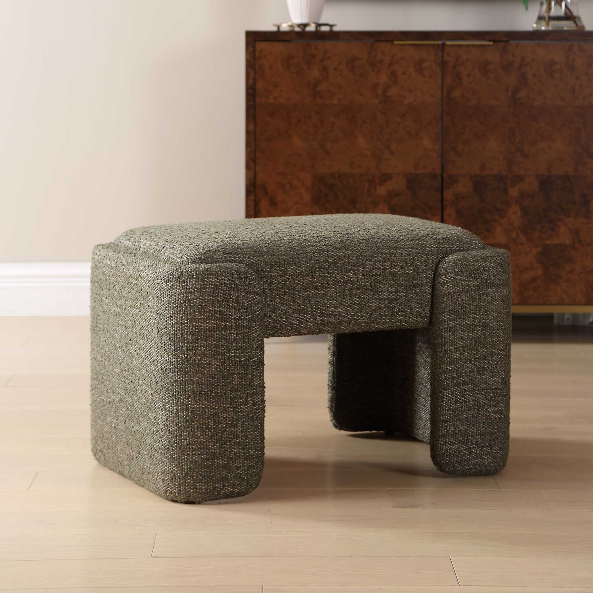 Angus Boucle Small Bench - Dark Green by Uttermost - View 3