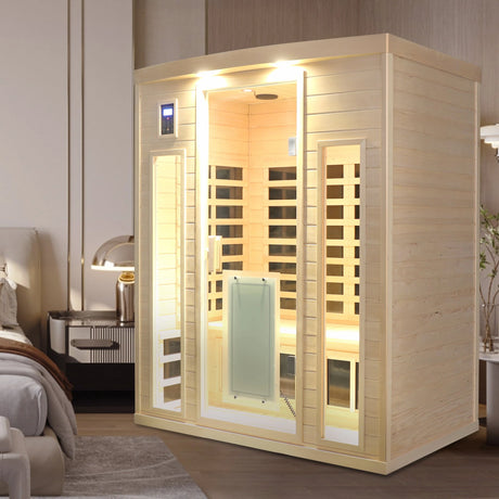 Low EMF Three-Person Far-Infrared Sauna Room with Bluetooth & LED Lighting - sold by Home Elegance USA