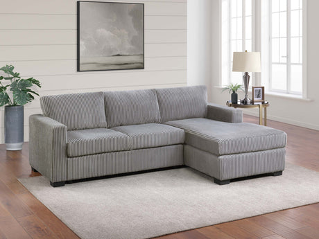 L-Shaped Sectional Sofa 2pc Square Arms Plastic Legs right Arm Chaise Left Arm Sofa Light Gray Finish Primary Living Room