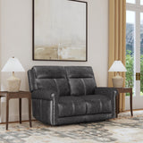 Alexander Power Reclining Loveseat With Power Headrest & Lumbar - Weathered Stone Gray | Flexsteel