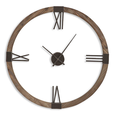 Marcelo Modern Wall Clock - Light Brown / Dark Gray by Uttermost - View 1