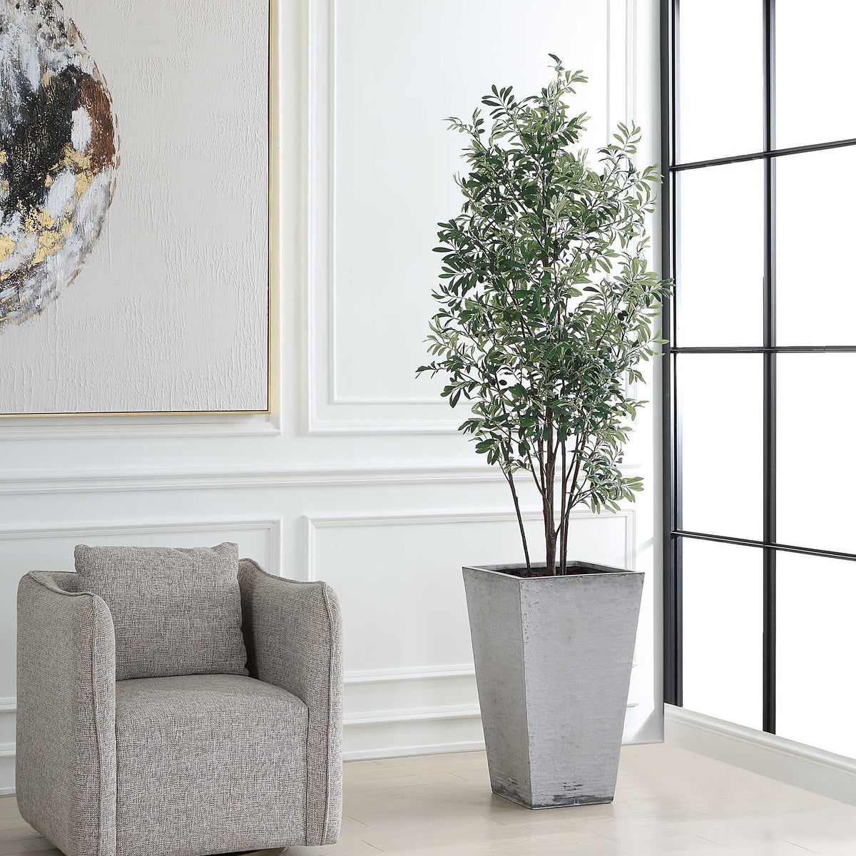 Sonora Olive Tree In Planter - Gray / Green by Uttermost - View 3