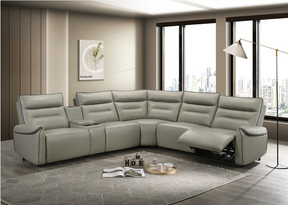 Jayke Top Grain Leather Match Power Motion Sectional Sofa, with Reading Lamp, Cupholder with Lights, Heat& Cooling Function, Wireless Charger with Type A&C Charging Port, Power Switch with USB Port - sold by Home Elegance USA