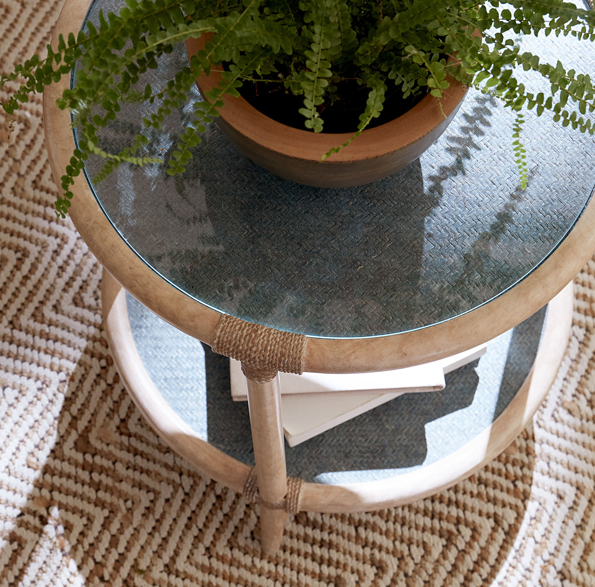 Retreat Raffia End Table - Beige by Hooker Furniture - View 2