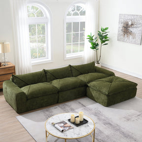 116'' Fully Compressed Sofa with High Density Foam, Integrated Backrest&Seat Cushion, Decorative Edging, Legless Design without Frame, No Assembly Required, Free Combination, Particle Chenille - sold by Home Elegance USA