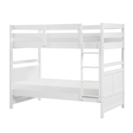 Bunk Bed Twin Over Twin White Finish Sturdy Wood Frame Guard Rails Youth Bedroom Furniture 1pc - sold by Home Elegance USA