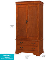 Elegant Oak Armoire For Timeless Storage - sold by Home Elegance USA