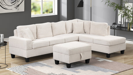 Modern Style Recliner Sectional Sofa Made With Wood in Cream - sold by Home Elegance USA